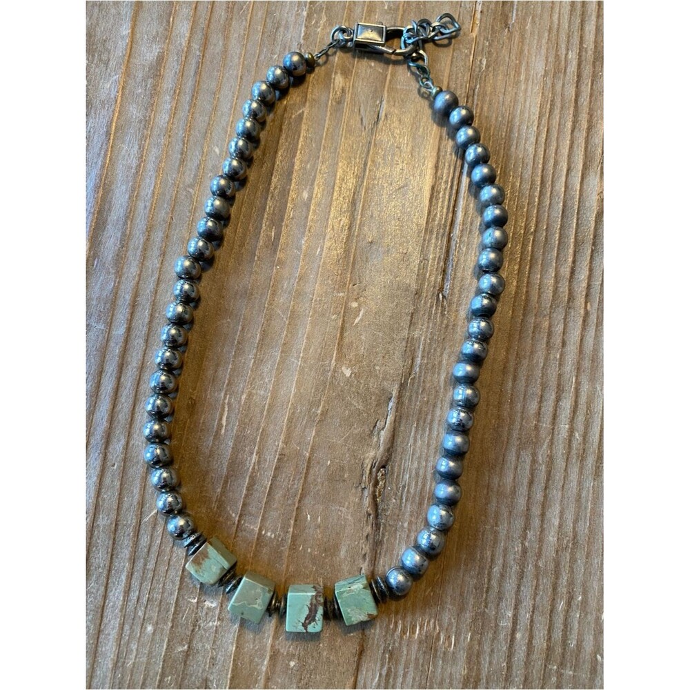 Green Turquoise Cube Necklace New